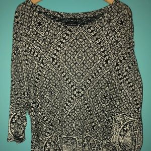 Lucky Brand 3/4 Sleeve Boho Print Top 3X